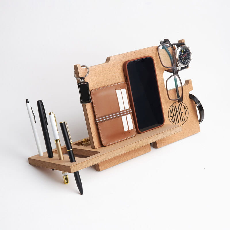 Monogram İsim Baskılı Kişiselleştirilebilir Masaüstü Organizer