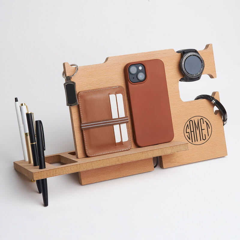 Monogram İsim Baskılı Kişiselleştirilebilir Masaüstü Organizer