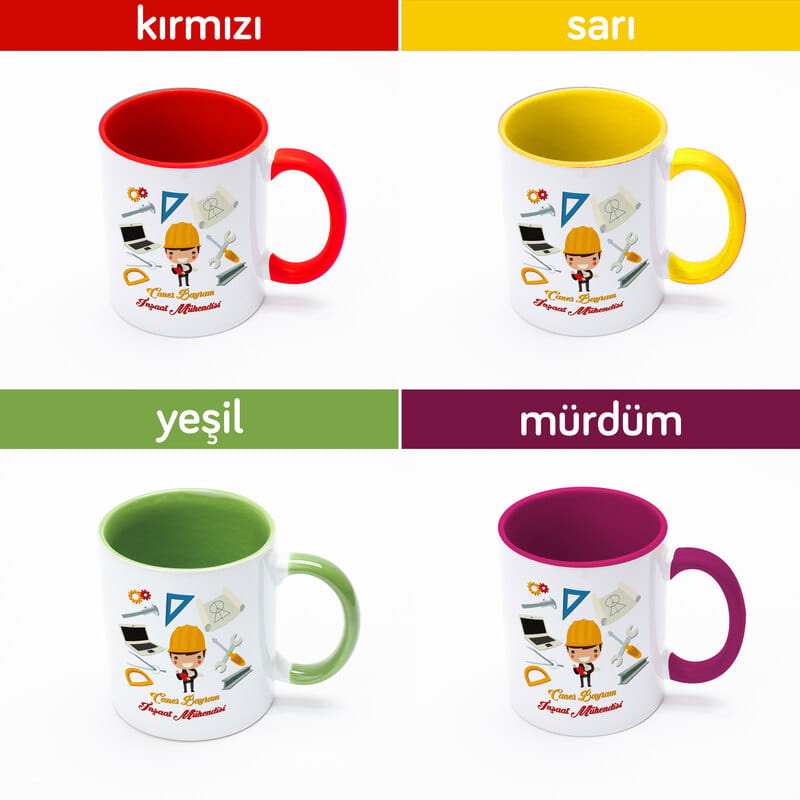 Mühendislere Özel Hediyelik Renkli Kahve Kupası