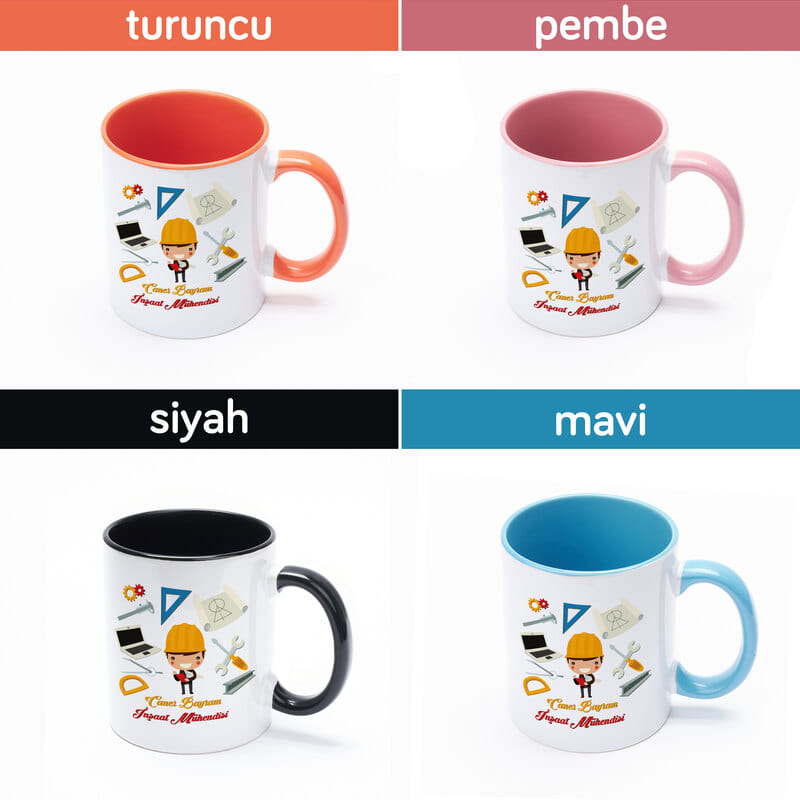 Mühendislere Özel Hediyelik Renkli Kahve Kupası