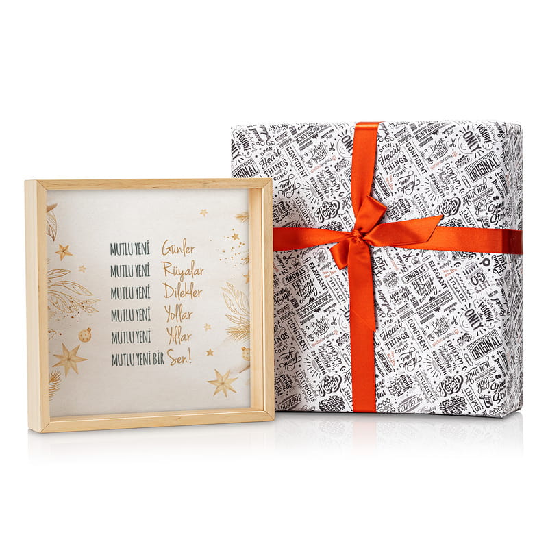 Mutlu Yeni Bir Yıl Tasarımlı Ahşap Kumbara