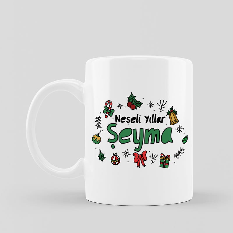 Neşeli Yıllar Tasarımlı İsme Özel Kupa Bardak
