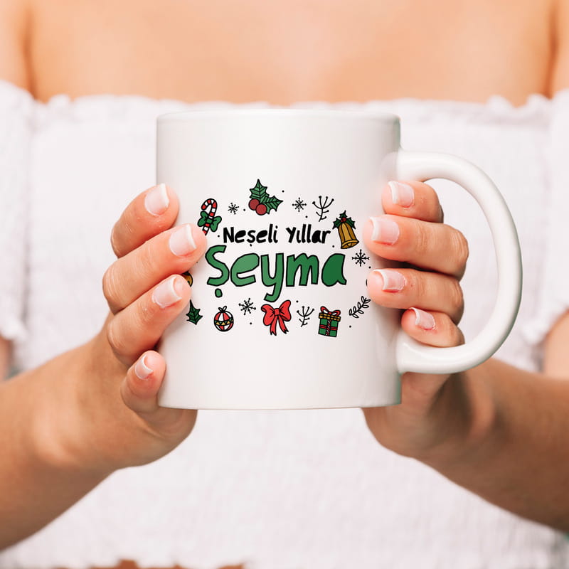 Neşeli Yıllar Tasarımlı İsme Özel Kupa Bardak