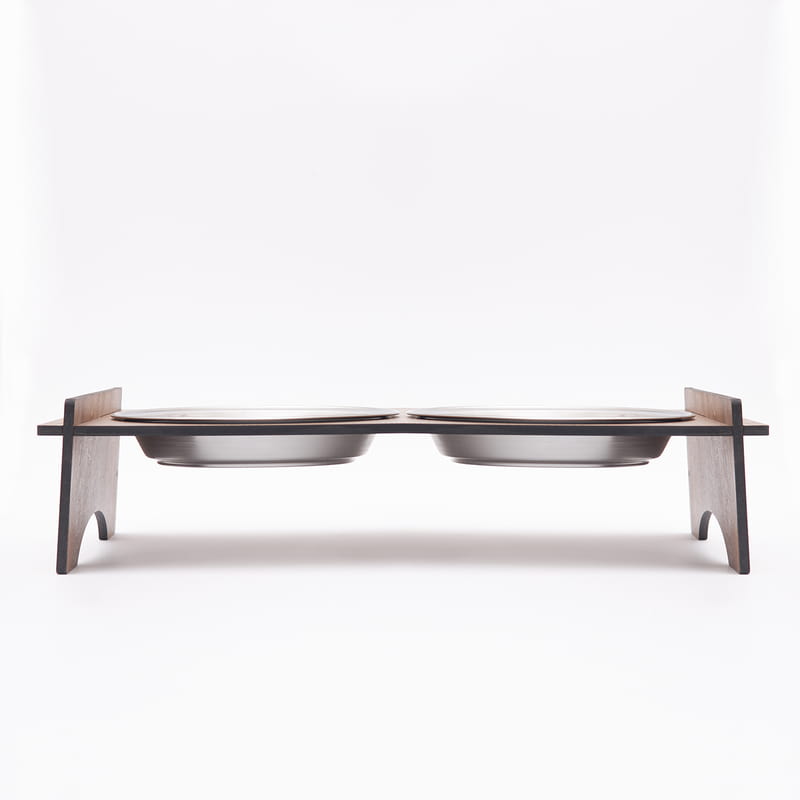 Pati Tasarımlı İsme Özel Ahşap Kedi Mama ve Su Kabı