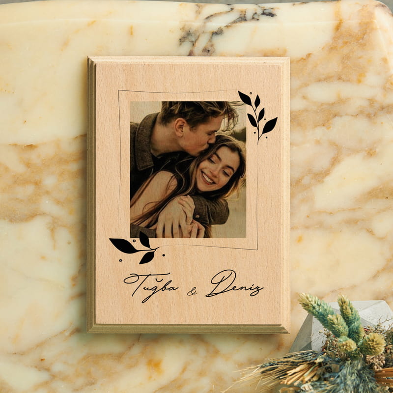 Sevgiliye Hediye Fotoğraf ve İsim Baskılı Mini Ahşapfoto
