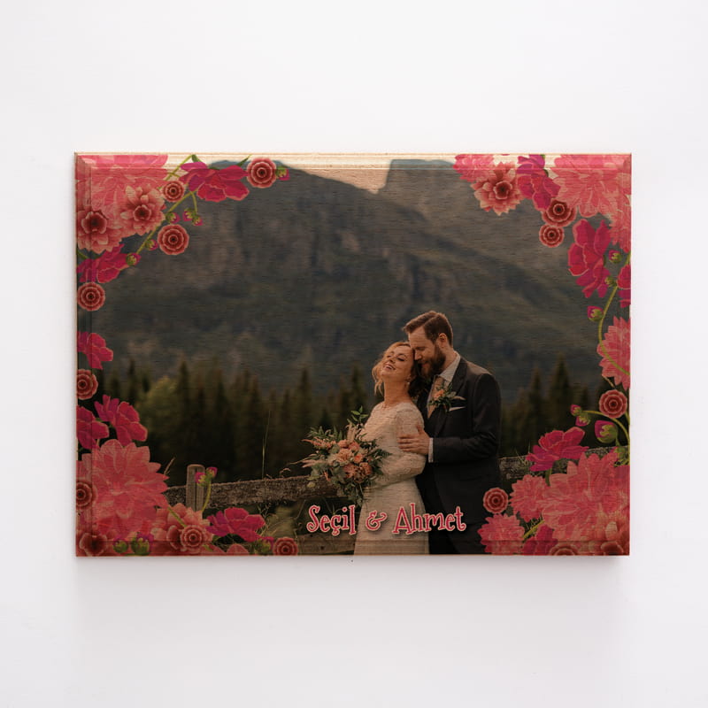 Sevgiliye Hediye İsim Yazılı Baskılı Mini Ahşap Foto