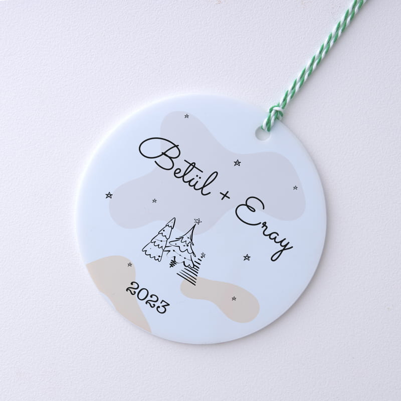 Sevgiliye Özel İsim Yazılı Akrilik Çam Ağacı Süsü