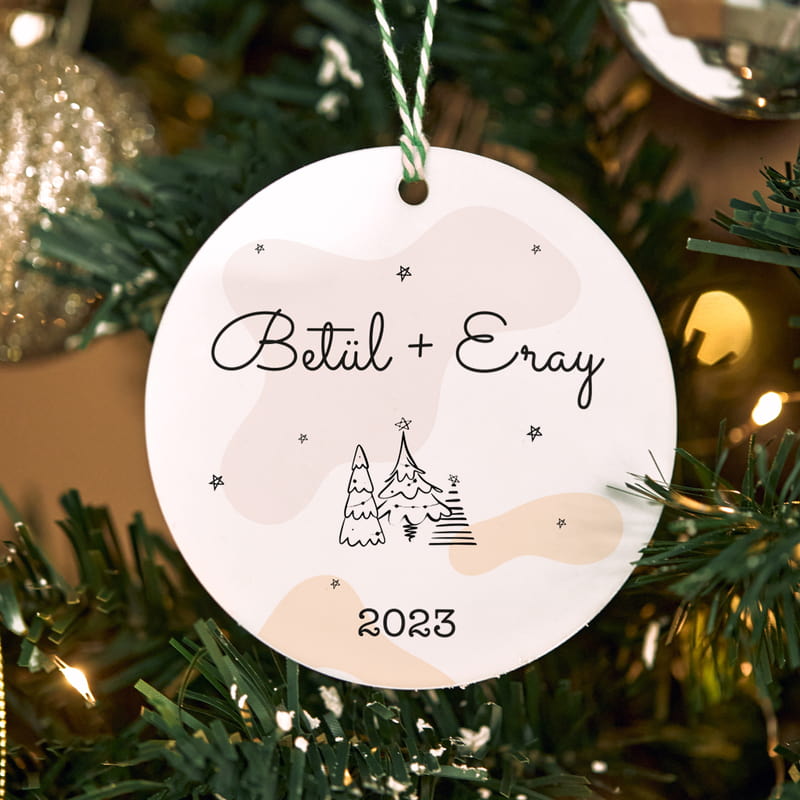 Sevgiliye Özel İsim Yazılı Akrilik Çam Ağacı Süsü