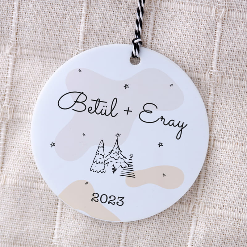 Sevgiliye Özel İsim Yazılı Akrilik Çam Ağacı Süsü