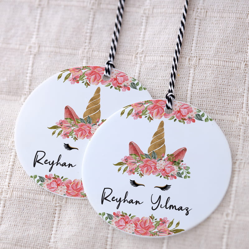 Unicorn Tasarımlı İsme Özel Ağaç Süsü