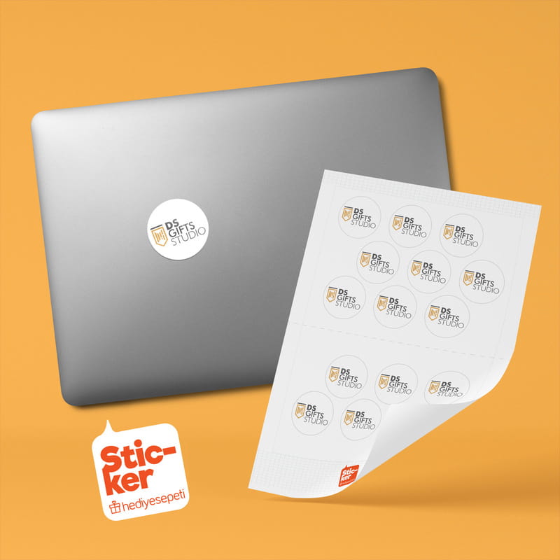 Yuvarlak Kesim Logo Baskılı 15 Adet Sticker Seti