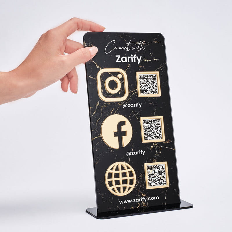Akrilik Sosyal Medya QR Kodlu Kişiye Özel Plaket