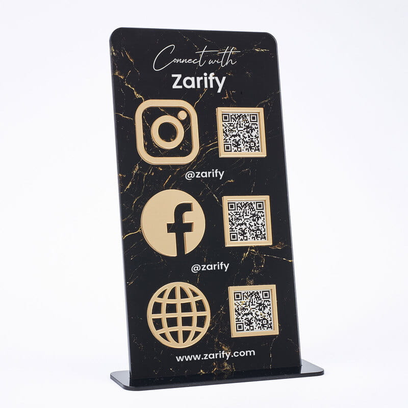 Akrilik Sosyal Medya QR Kodlu Kişiye Özel Plaket