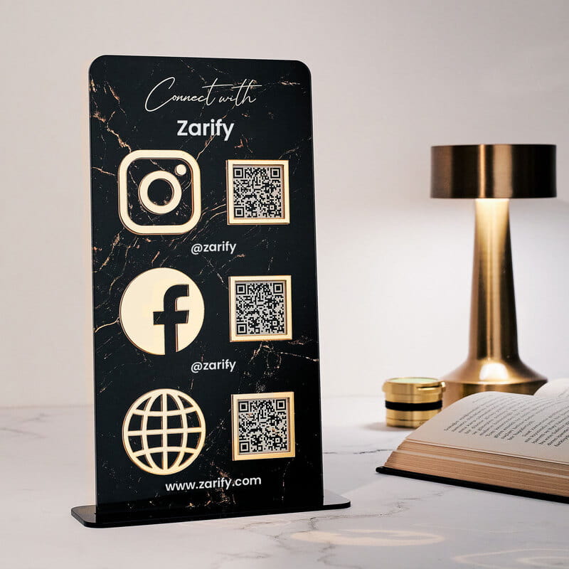 Akrilik Sosyal Medya QR Kodlu Kişiye Özel Plaket