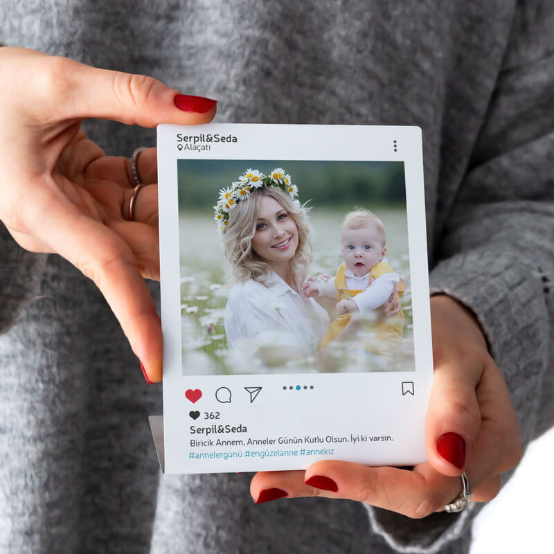 Anneye Hediye İnstagram Tasarımlı Metal Foto