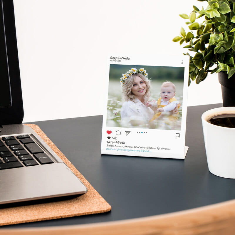 Anneye Hediye İnstagram Tasarımlı Metal Foto