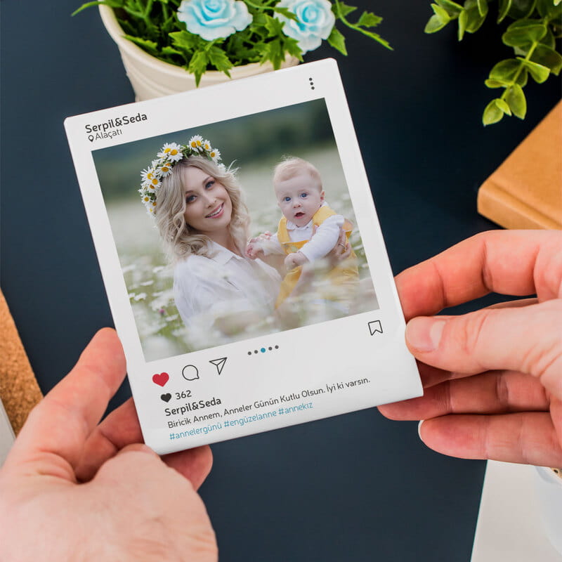 Anneye Hediye İnstagram Tasarımlı Metal Foto