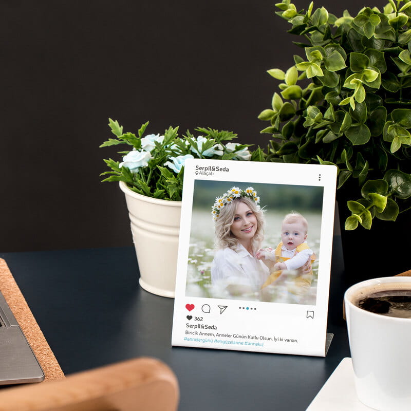 Anneye Hediye İnstagram Tasarımlı Metal Foto