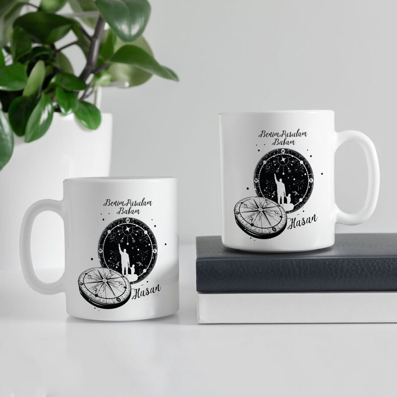 Baba Sen Benim Pusulamsın Tasarımlı Porselen Kupa Bardak