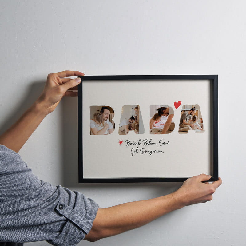 Baba Yazılı Fotoğraf Özelleştirmeli Yapışkanlı Çerçeve
