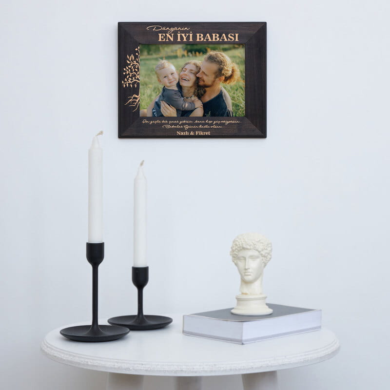 Babalar Günü Hediyesi Kişiye Özel Mesajlı Ahşap Çerçeve