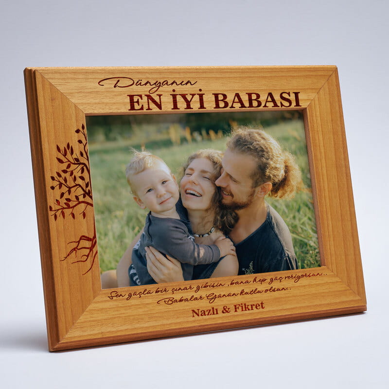 Babalar Günü Hediyesi Kişiye Özel Mesajlı Ahşap Çerçeve