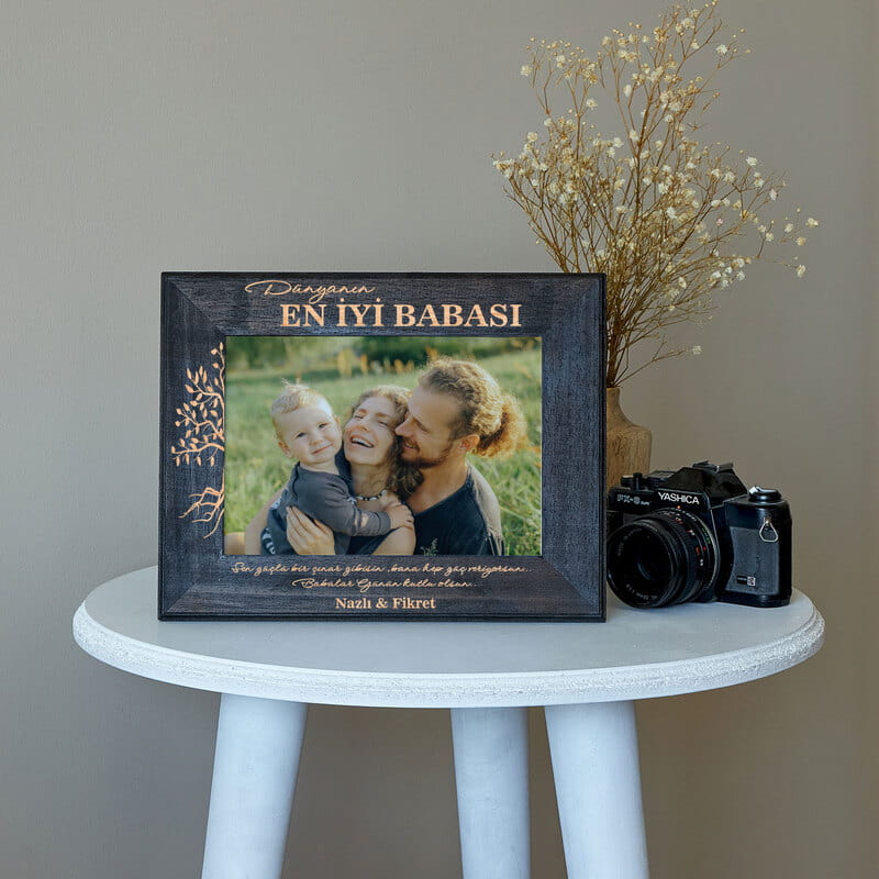 Babalar Günü Hediyesi Kişiye Özel Mesajlı Ahşap Çerçeve