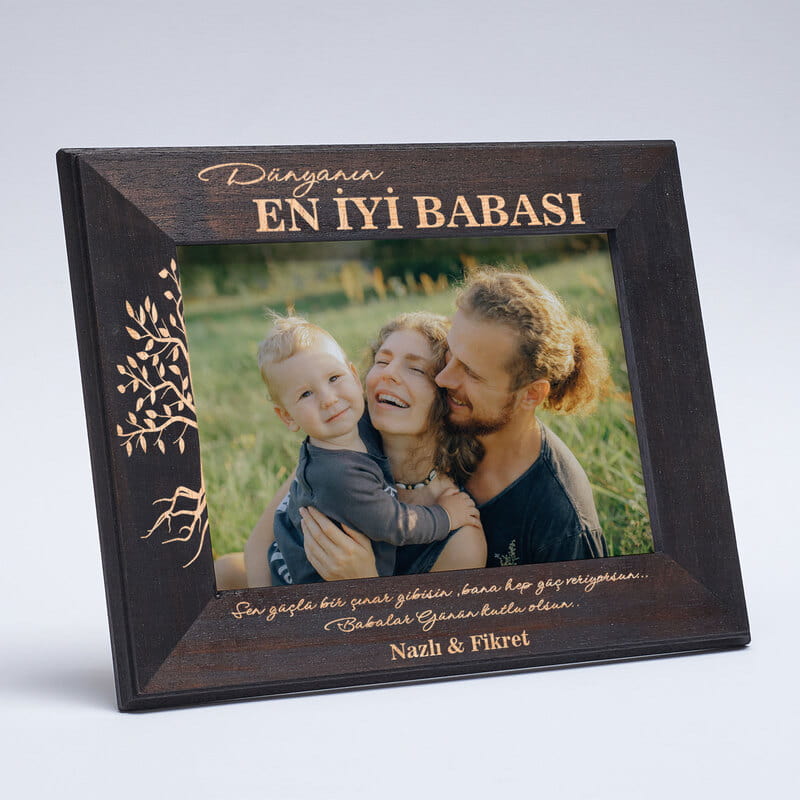 Babalar Günü Hediyesi Kişiye Özel Mesajlı Ahşap Çerçeve