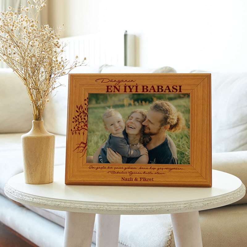 Babalar Günü Hediyesi Kişiye Özel Mesajlı Ahşap Çerçeve