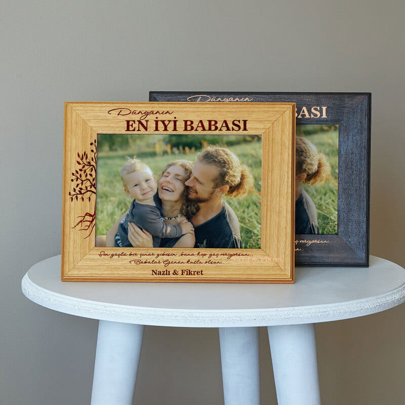 Babalar Günü Hediyesi Kişiye Özel Mesajlı Ahşap Çerçeve
