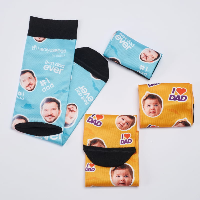 Babaya Hediye Fotoğraf Baskılı 2 Çift Çorap