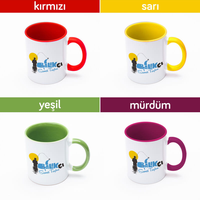 Balık Tutmayı Sevenlere Hediye Renkli Kupa