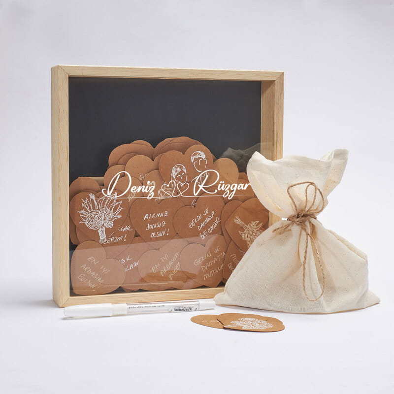 Birleşen Kalpler İsim Yazılı Düğün Anı Kumbarası