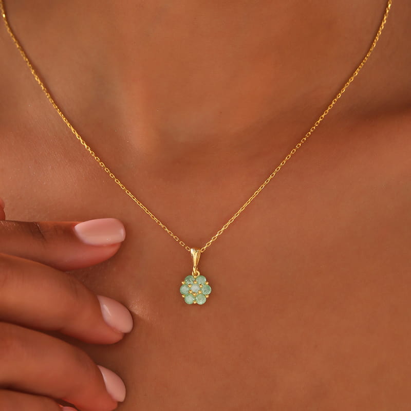 Buz Taşlı Çiçek Tasarımlı Zarif Gümüş Kolye