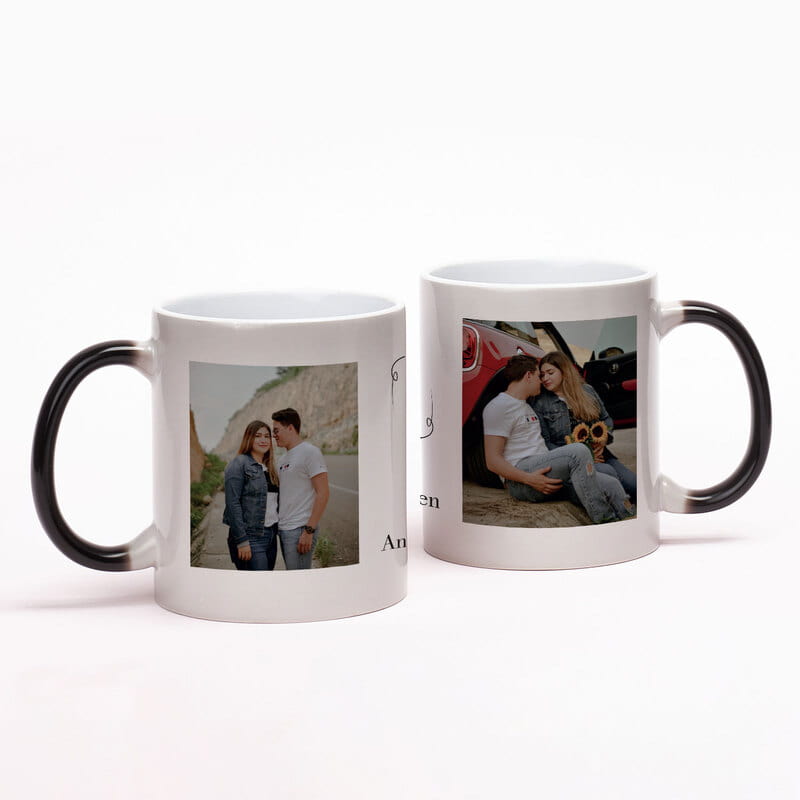 Çiftlere Özel İsim Yazılı 2'li Sihirli Kupa Seti