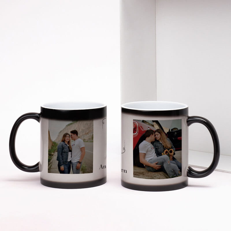 Çiftlere Özel İsim Yazılı 2'li Sihirli Kupa Seti