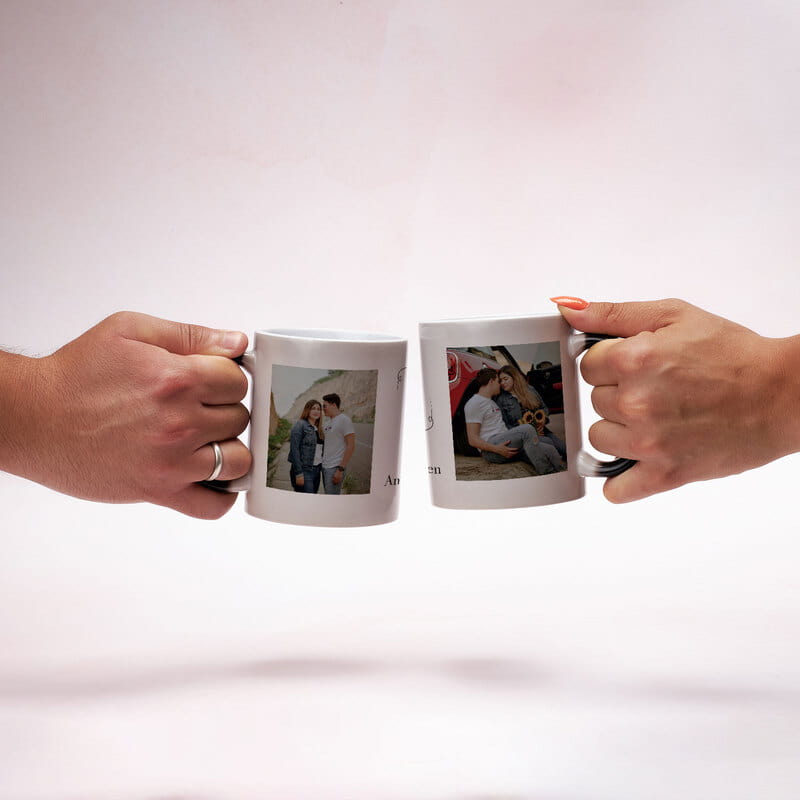 Çiftlere Özel İsim Yazılı 2'li Sihirli Kupa Seti