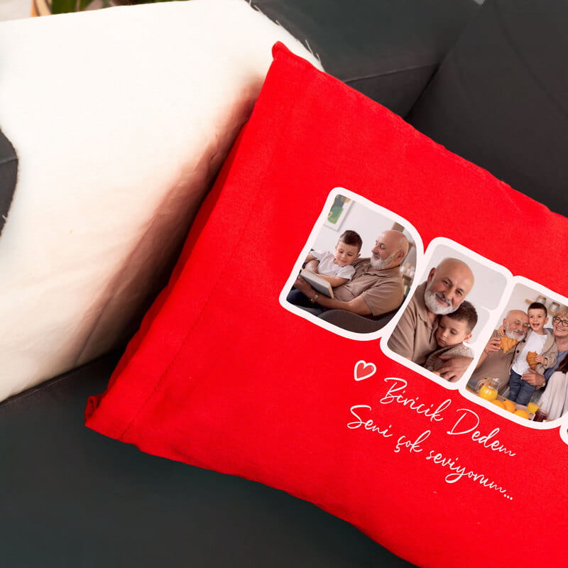 Dede Yazılı Fotoğraf ve Mesajlı Bel Yastığı