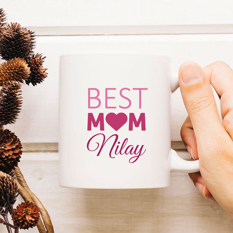 En İyi Anneye İsim Özelleştirmeli Best Mom Kahve Kupası