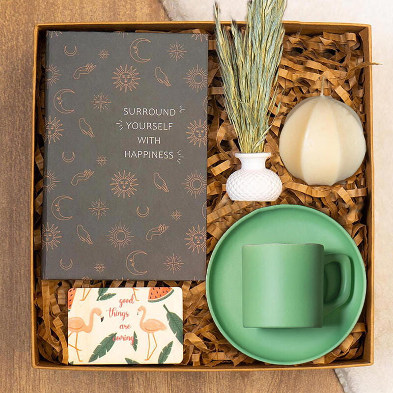 Fincan Mum Defter Çiçek Hediye Kutusu