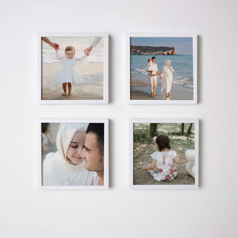 Fotoğraflı 4'lü Beyaz Resim Çerçevesi