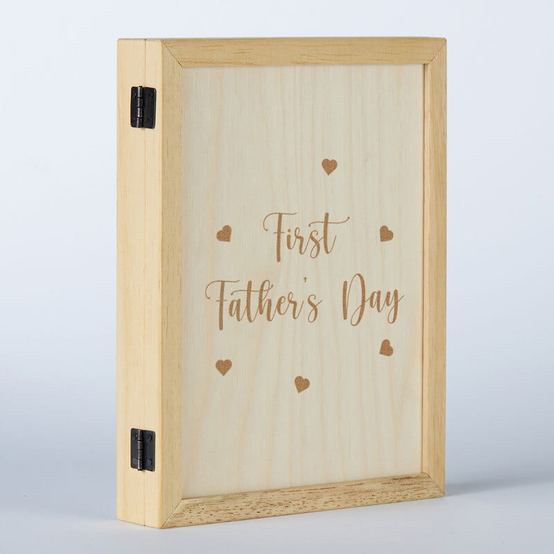 İlk Babalar Günü Hatırası Kapaklı Ahşap Fotoğraf Çerçevesi