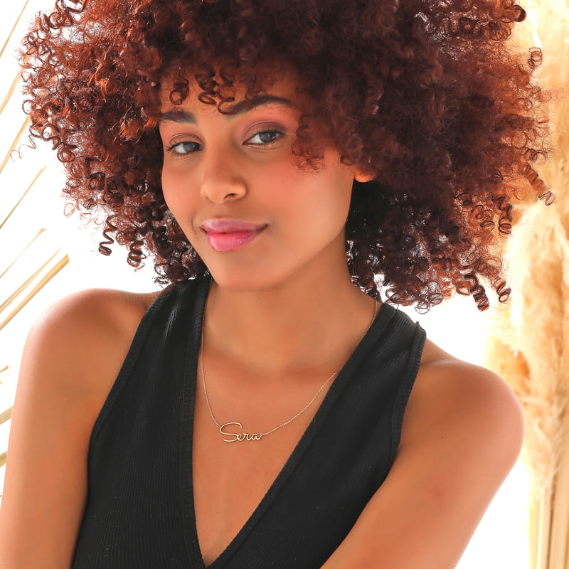 İmza Stili İsim Yazılı Kadın Gümüş Kolye