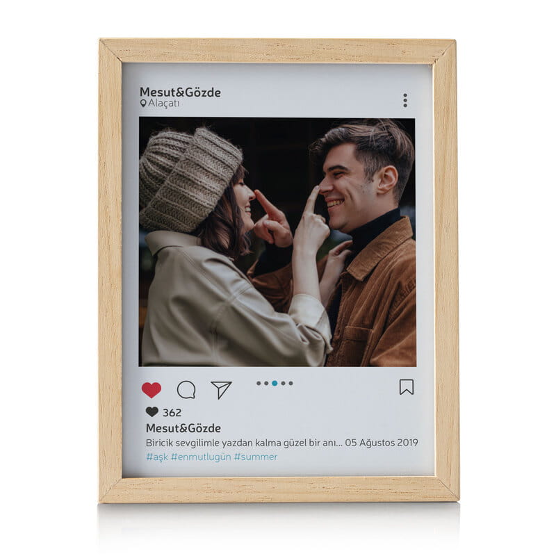 Instagram Tasarımlı Kişiye Özel Ahşap Dekoratif Lamba