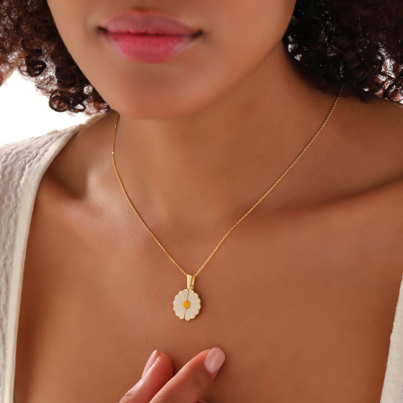 İsim Özelleştirmeli Açılabilir Papatya Gümüş Kolye