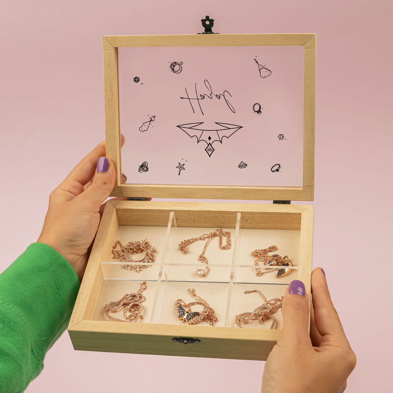 İsme Özel Ahşap Takı Kutusu - Kişiye Özel Aksesuar Kutusu