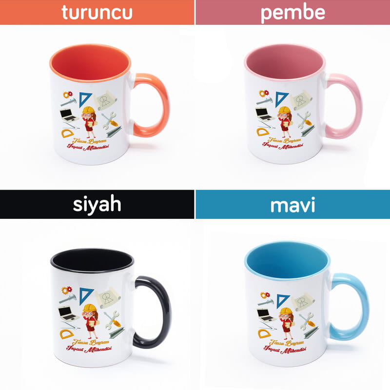 Kadın Mühendislere Özel Hediye Renkli Kahve Kupası