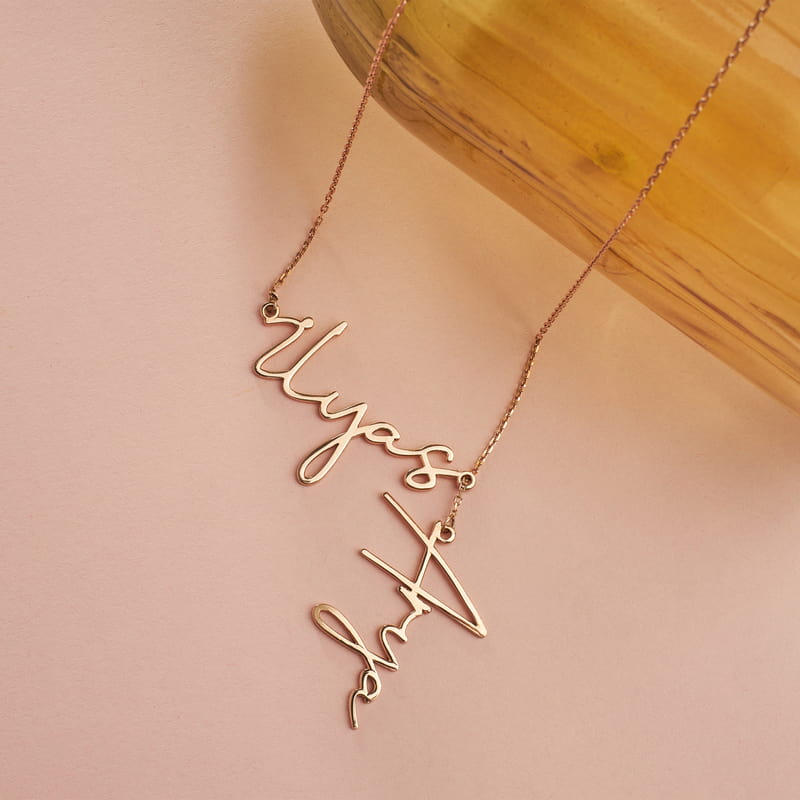 Kişiye Özel İki İsimli Gümüş Kolye