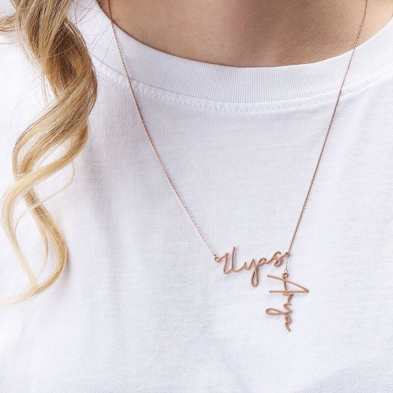 Kişiye Özel İki İsimli Gümüş Kolye