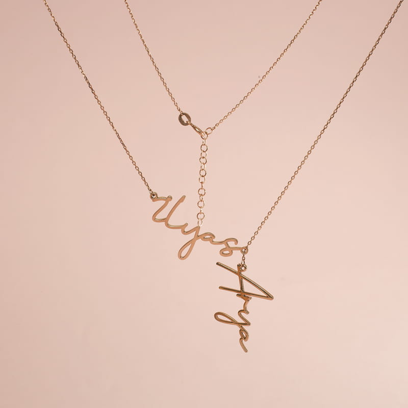 Kişiye Özel İki İsimli Gümüş Kolye